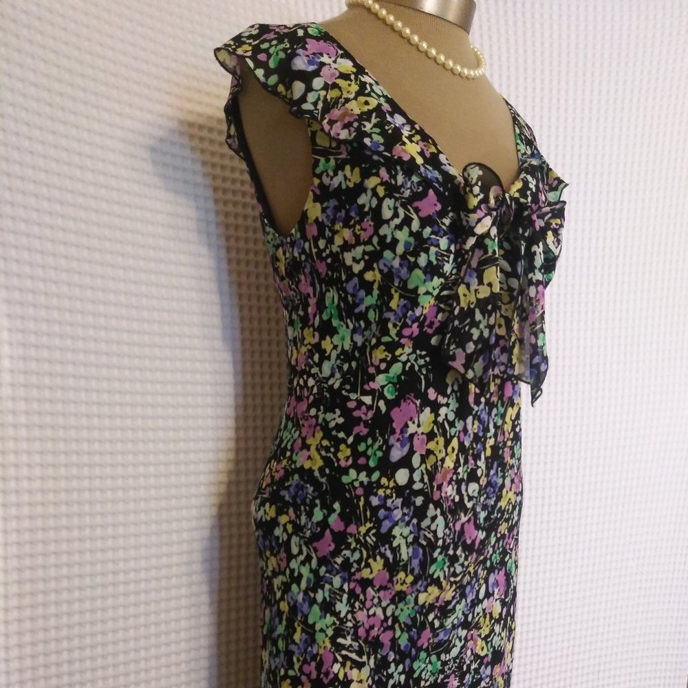 FINAL! JONES NY SLEEVELESS BLACK / FLORAL DRESS - Picture 5 of 12